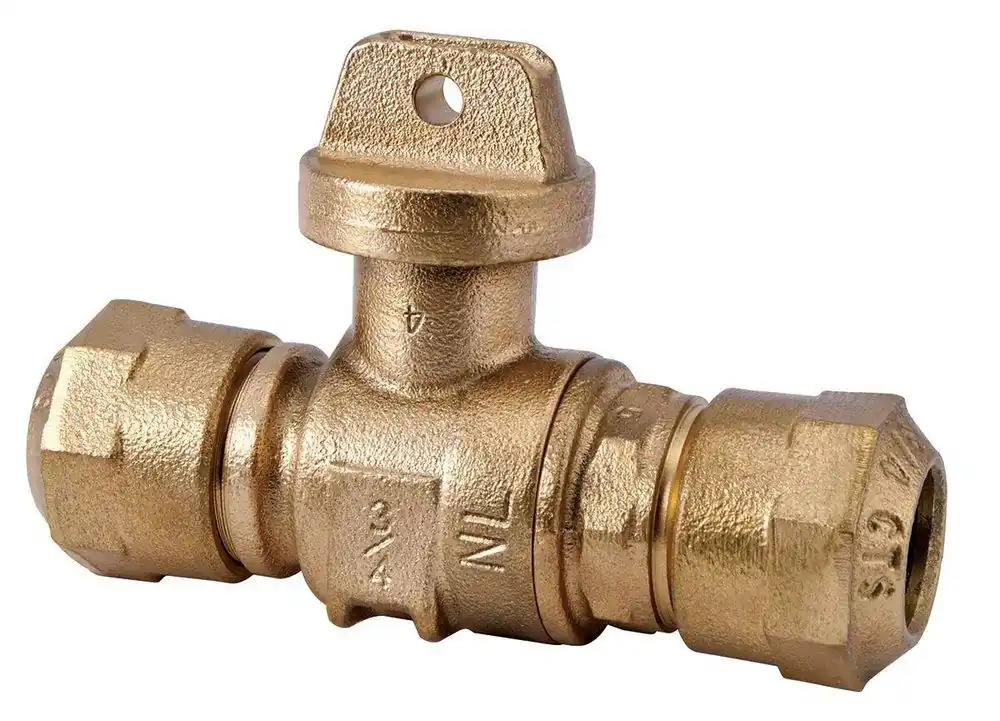 Ford Meter Box B44-333-Q-NL 3/4 in. CTS Quick Joint Brass Ball Valve Curb Stop