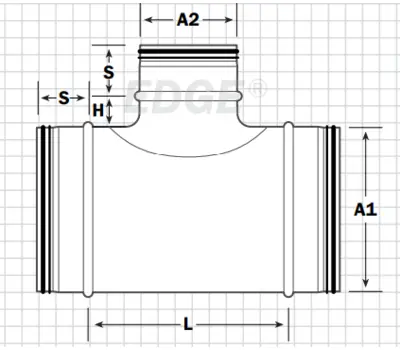SouthernTier Custom Fabricators GTDST202020 Edge 20 in. Galvanized Steel 90-Degree Tee with Die Stamped Saddle Tap for Self-Sealing Round Duct Systems