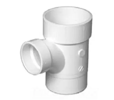 Charlotte Pipe PVC004040600 2 In. Spigot x 2 In. Hub x 1-1/2 In. Hub Sanitary Street Reducing Tee