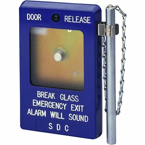 Security Door Controls 491 Emergency Door Release Blue Break Glass Station with Siren