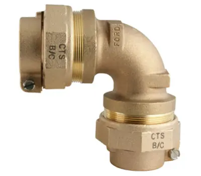 Ford Meter Box L44-33-NL 3/4 CTS Pack Joint Brass 90-Degree Ell Coupling, Lead Free
