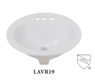 SUNBELT MARKETING H49232 19 x 19 x 7-7/8 in Vitreous China Round Self-Rimming Drop-In Lavatory Sink with 4 in Faucet Centers