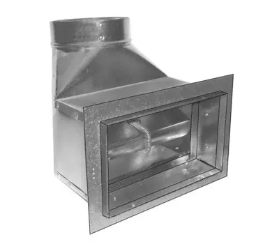 Southwark Metal 59FULD 8 to 8 x 6 in. 30 Gauge Galvanized Steel 90-Degree Extension Boot with Flange and Ceiling Radiation Damper