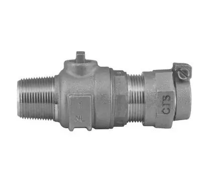 Ford Meter Box FB1000-6-Q-NL 1-1/2 in. AWWA/CC Taper Threaded x CTS Quick Joint Brass Ball Corporation Stop
