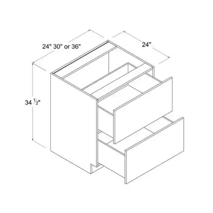 Woodbon SM2DB24 2DB24 RTA Drawer Base Shaker White