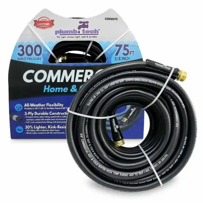 Grip Tight Tools CGE16075 Commercial Garden Hose 75 FT. 5/8 inches