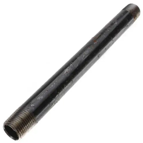 Everflow NPBL1290 1/2 inches x 9 inches Black Steel Nipple