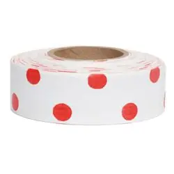 Presco PDWR Tape 1-3/16Inx300ft Polka-Dots Red/White