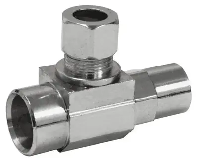 Everflow 91212PR-NL 1/2 Swt X 3/8 Od Comp 1/4 Turn Key Style Angle Stop Boxed Lf