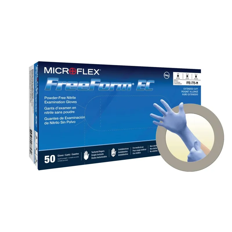 Microflex FFE-775-L FreeForm EC Powder Free Nitrile Exam Gloves Large