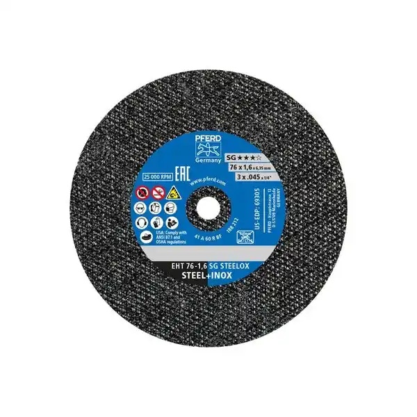 PFERD 69305 Die Gri Cut Whl 3 inches X .045 inches 1/4 inches Ah Sg Steelox T1