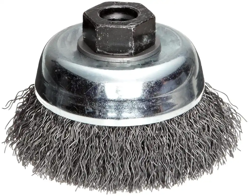 Weiler 36033 Vortec Pro 3 inches Crimped Wire Cup Brush .014 inches Steel Fill M10 x 1.25 Nut