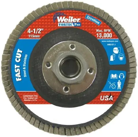 Weiler 31407 Type 27 Non-Woven Zirconium Flap Disc - Very Coarse Grade - 4 1/2 in Dia 5/8 in Center Hole - 13000 Max RPM