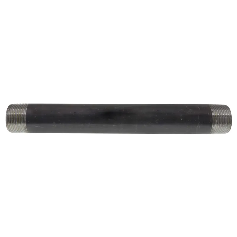 Everflow NPBL1112 1-1/4 inches x 12 inches Black Steel Nipple