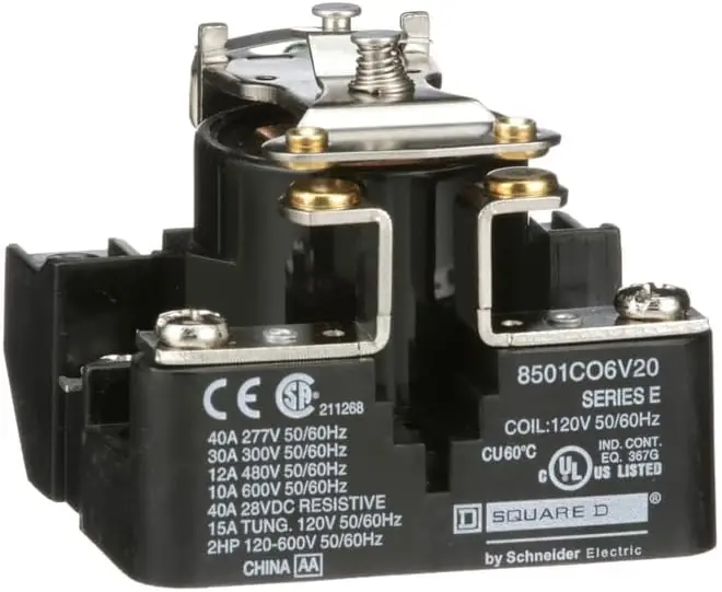 Schneider Electric 8501C06V20 Square D Plug in Open Power Relay 2.0 HP 30A Resistive at 300 VAC
