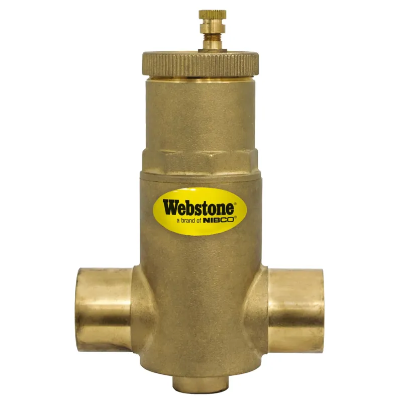 Webstone H-75005 Air Separator 1-1/4 Inches SWT Brass W/Removable Vent Head & Coalescing Medium