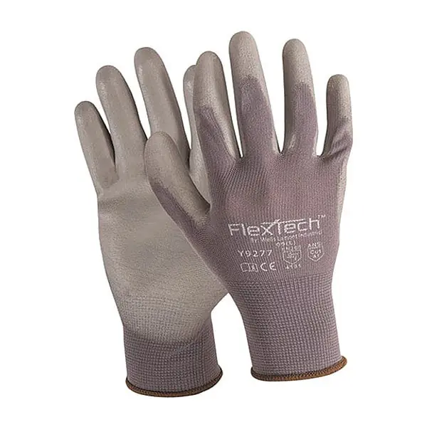 WELLS LAMONT Y9277M Gray Nylon Glove Polyurethane Palm M