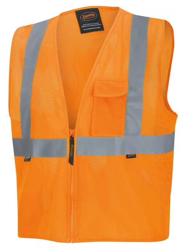 Pioneer V1060450U-M Zip-Up Safety Vest Hi-Vis Medium