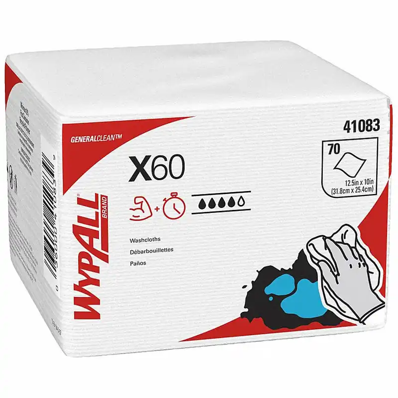 KIMBERLY-CLARK 41083 Wypall X60 Hygienic Washcloth 8/70