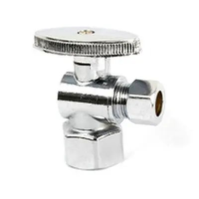 Everflow 81514PR-NL 5/8 OD COMP X 1/4 OD COMP 1/4 Turn Angle Stop