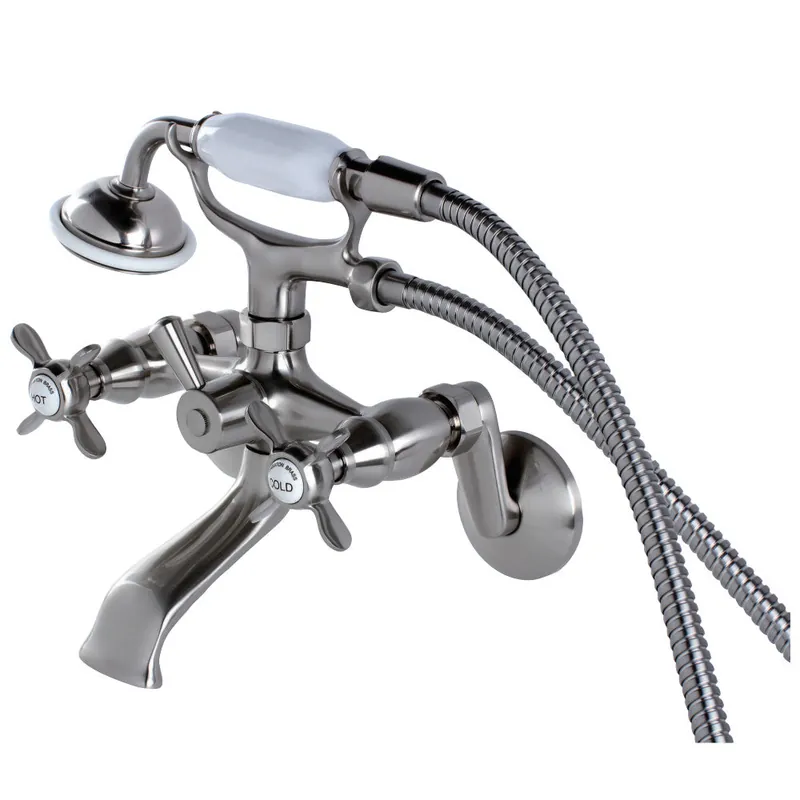 Kingston Brass KS286SN Essex Wall Mount Clawfoot Tub Faucet with Hand Shower