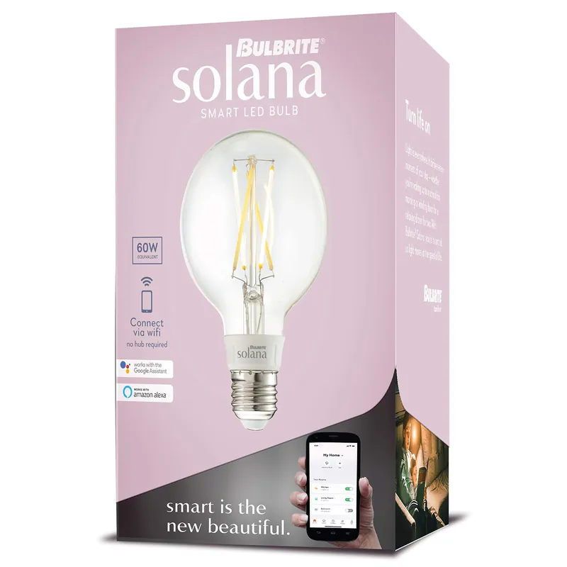 Bulbrite 293120 Solana G25 WiFi Connected Edison Filament LED Smart Light Bulb Pack of 2