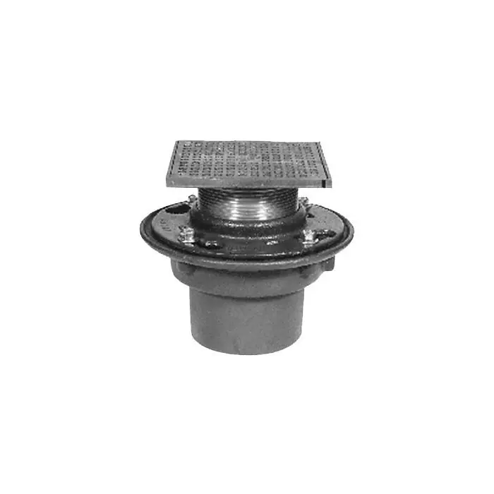 ZUR ZN415-3NH-5S-P-USA CI Floor Drain 3 Inch Outlet 5 Inches Square Strainer