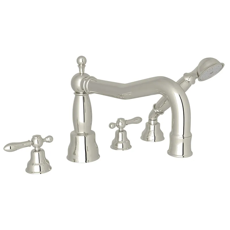 Rohl AC262LM-PN Arcana 4-Hole Deck Mount Tub Filler With Column Spout