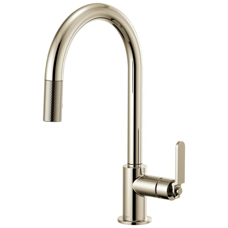Brizo 63044LF-PN Litze Pull-Down Faucet with Arc Spout and Industrial Handle