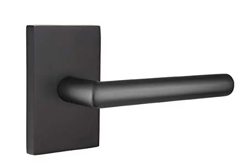 Emtek 5112STULHUS19 Modern Rectangular Rosette Passage Set with Matching Finish Stuttgart Lever
