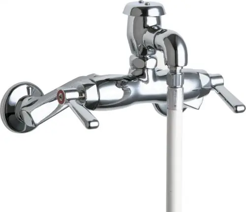 Chicago Faucets 956-CP 2-Hole Hot and Cold Water Sink Faucet with Double Lever Handle