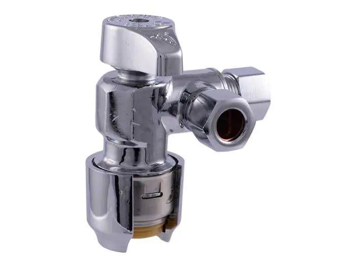 Sharkbite UR25558 Max Push Dual Outlet Angle Stop 1/2 in x 3/8 in x 3/8 in Comp