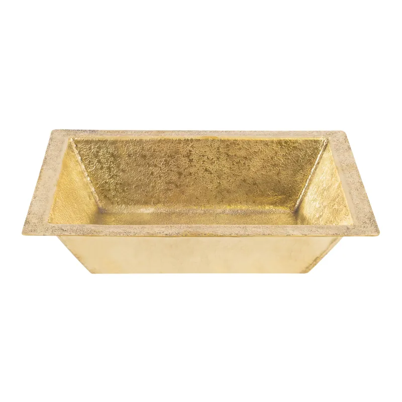 Premier TFLREC17PB Rectangle Terra Firma Brass Bathroom Sink 17 inches x 13 inches