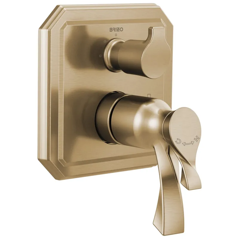 Brizo T75530-GL Virage Three Handle Thermostatic Valve Trim in Luxe Gold