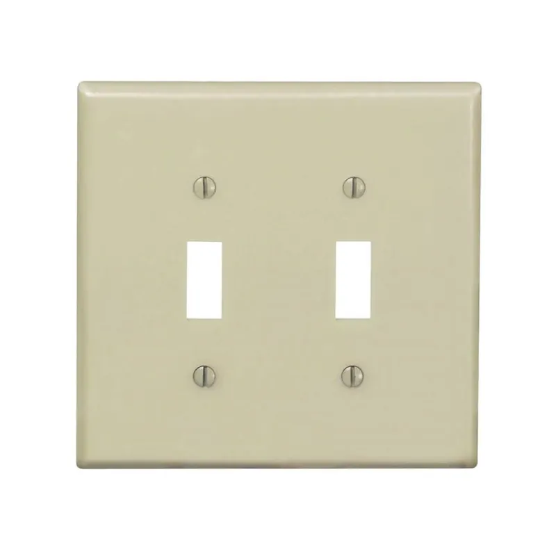 Leviton 001-00PJ2-00I 2-Toggle Midway Size Wall Plate 2 Gang