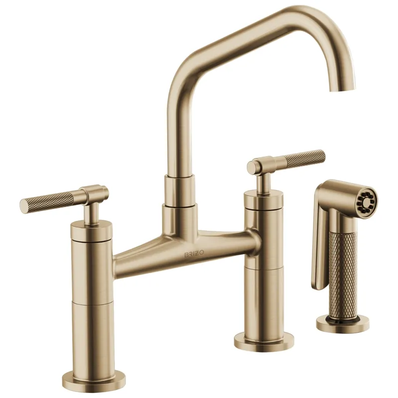 Brizo 62563LF-GL Litze Two Handle Bridge Kitchen Faucet with Side Spray