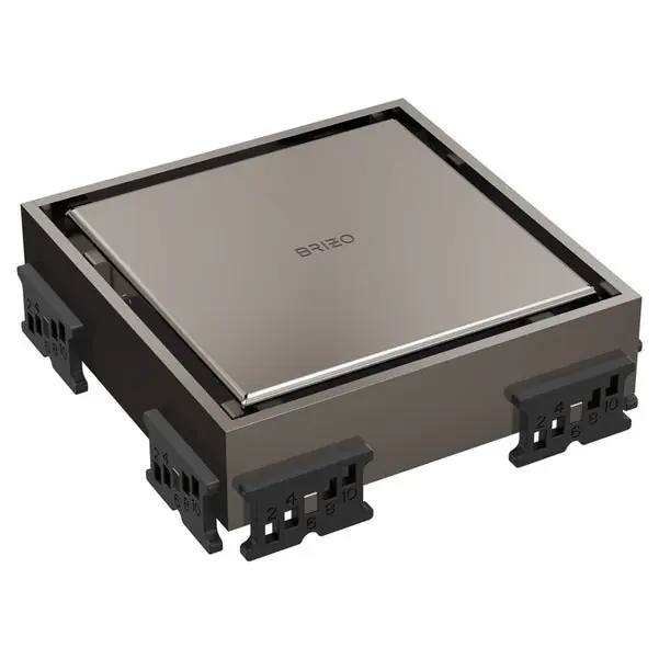 Brizo BT062418-BNX 4 inches Square Tile Drain with Dual Grate Installation - Less Rough In