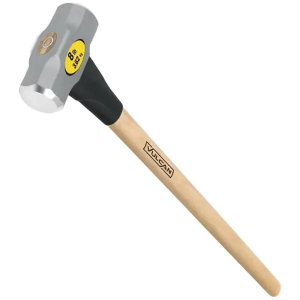 Vulcan 32887 Sledge Hammer with 8 lb Forged Milled Head and 36 inches Hickory Wood Handle