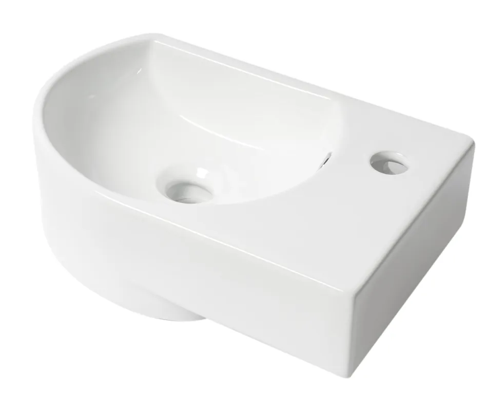 Alfi ABC119 Oval Wall Mount Porcelain Bathroom Sink 1 Faucet Hole 16 x 10.63
