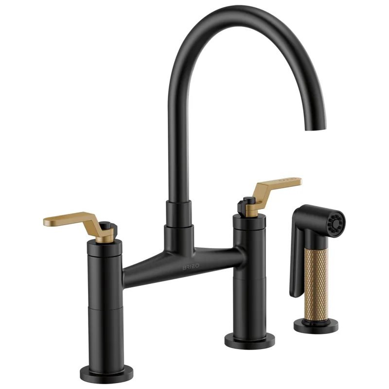 Brizo 62544LF-BLGL Litze Bridge Faucet with Arc Spout and Industrial Handle