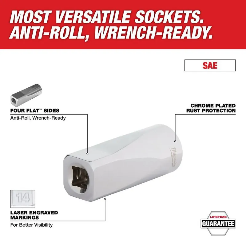 Milwaukee 45-34-9002 1/4 inches Drive 7/32 inches SAE Socket with FOUR FLAT Sides