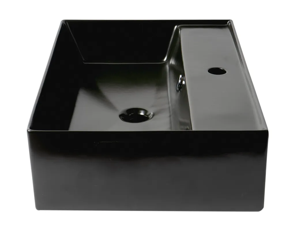ALFI ABC901-BM Brand Rectangular Porcelain Vessel Bathroom Sink with Overflow and 1 Faucet Holes at 0 inches Centers