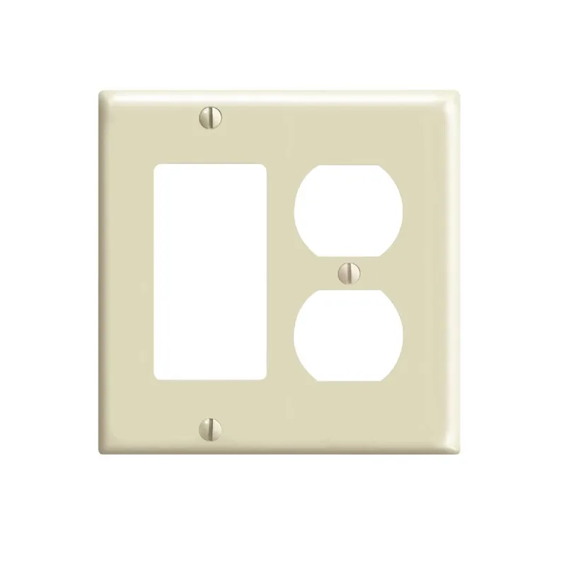 Leviton 001-80455-00I 2-Gang Smooth Plastic Single Rocker/Duplex Outlet Wall Plate