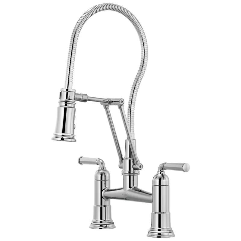 Brizo 62174LF-PC Rook Two Handle Bridge Pull Down Kitchen Faucet