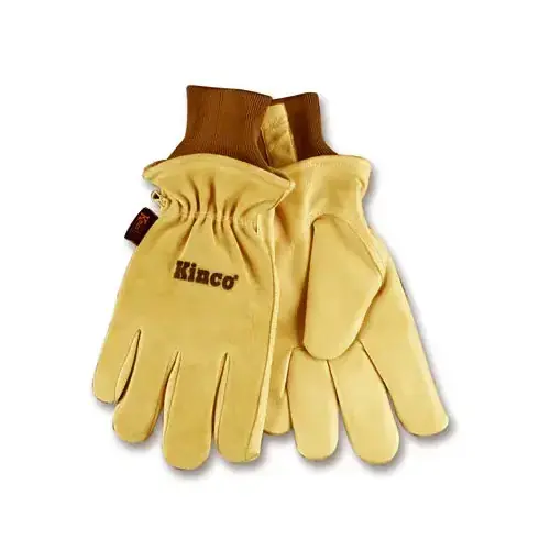 KINCO 94HK-L Men's Lined Grain Suede Pigskin Gloves Heat Keep Lining Large