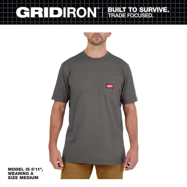 MILWAUKEE 605G-M GRIDIRON Short-Sleeve Pocket T-Shirt Medium