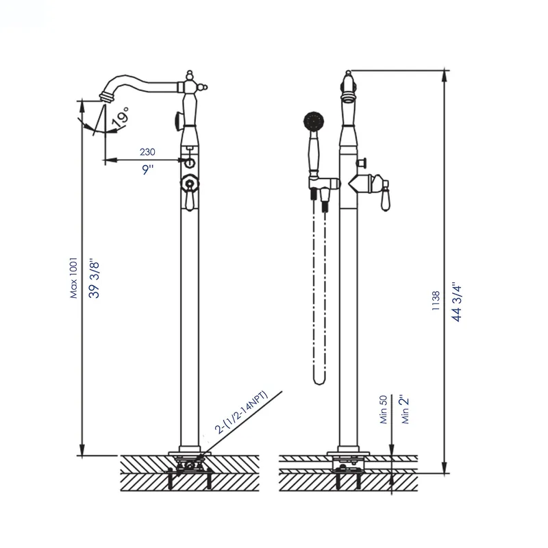 ALFI AB2553-PC brand AB2553 Free Standing Floor Mounted Bath Tub Filler