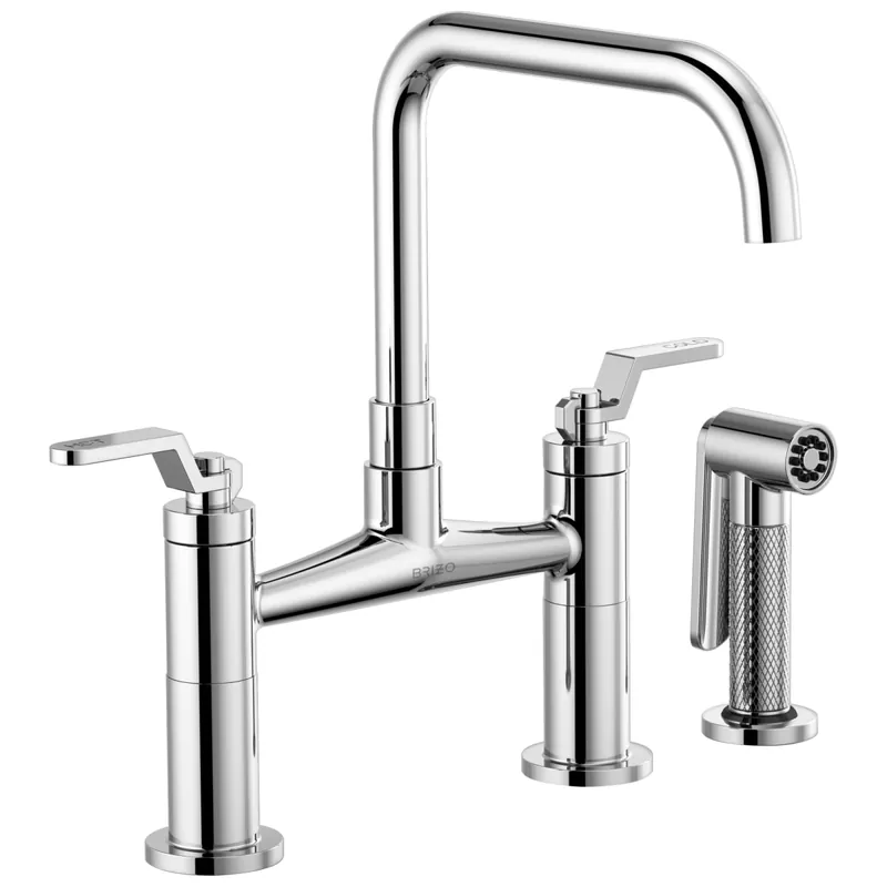 Brizo 62554LF-PC Litze Bridge Faucet with Square Spout and Industrial Handle