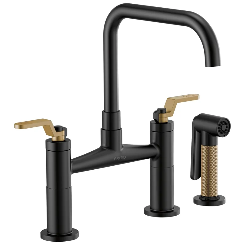 Brizo 62554LF-BLGL Litze Bridge Faucet with Square Spout and Industrial Handle