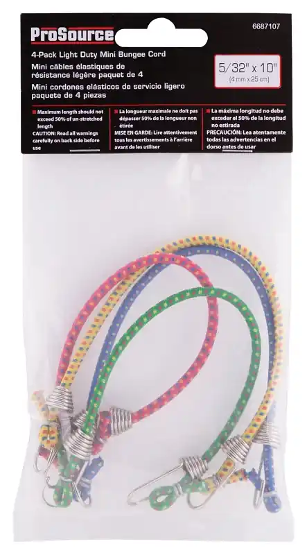 Prosource FH64074 Stretch Cord 4 mm Dia 10 in L Hook End